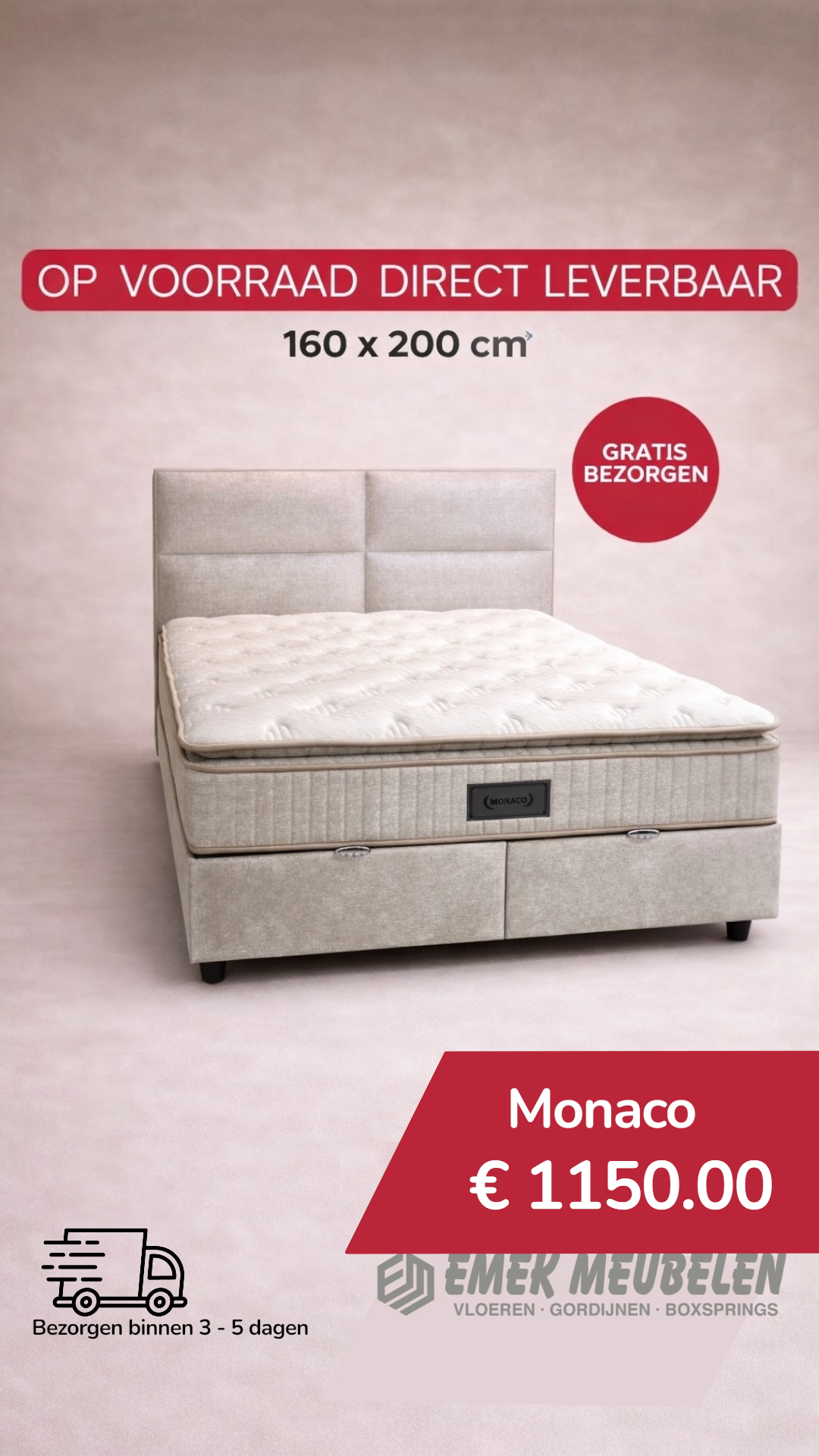 Monaco Boxspring met opbergruimte