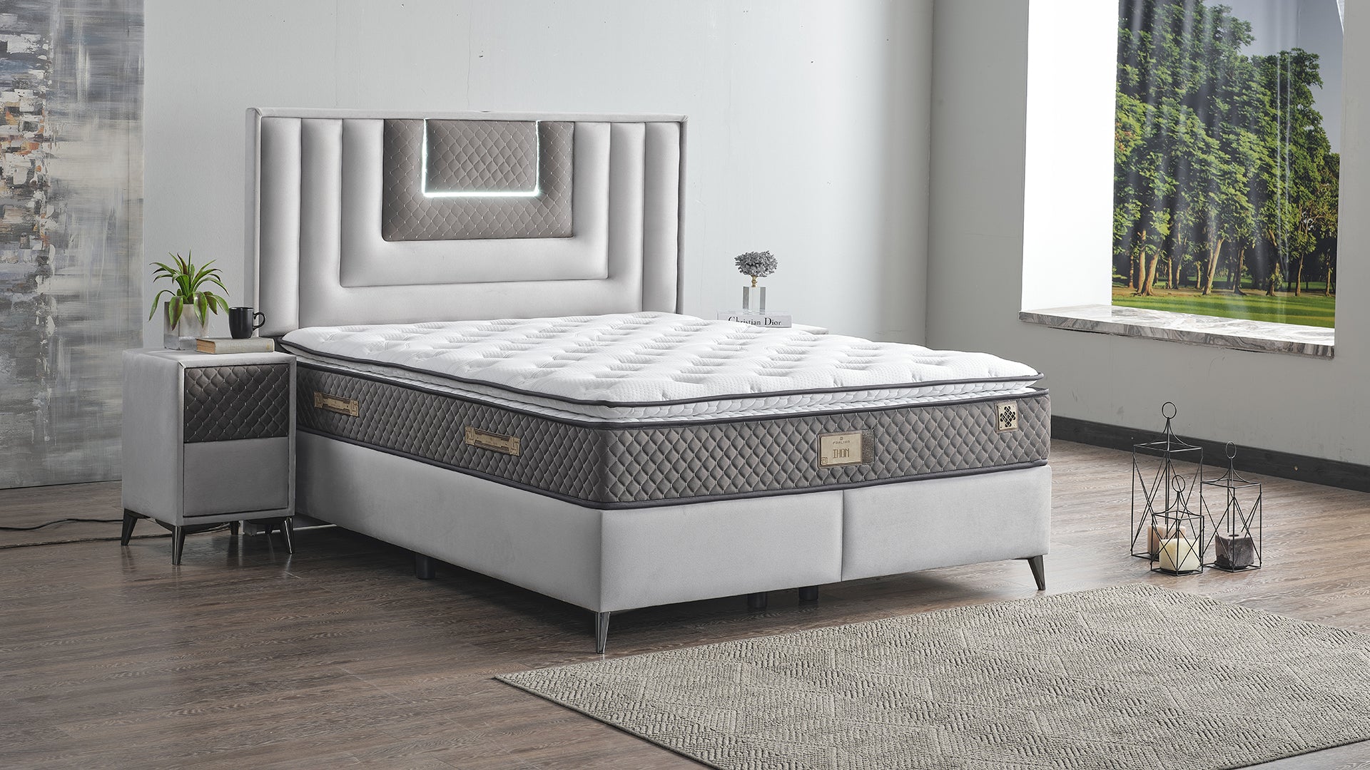 Ikon Boxspring met opbergruimte Grijs