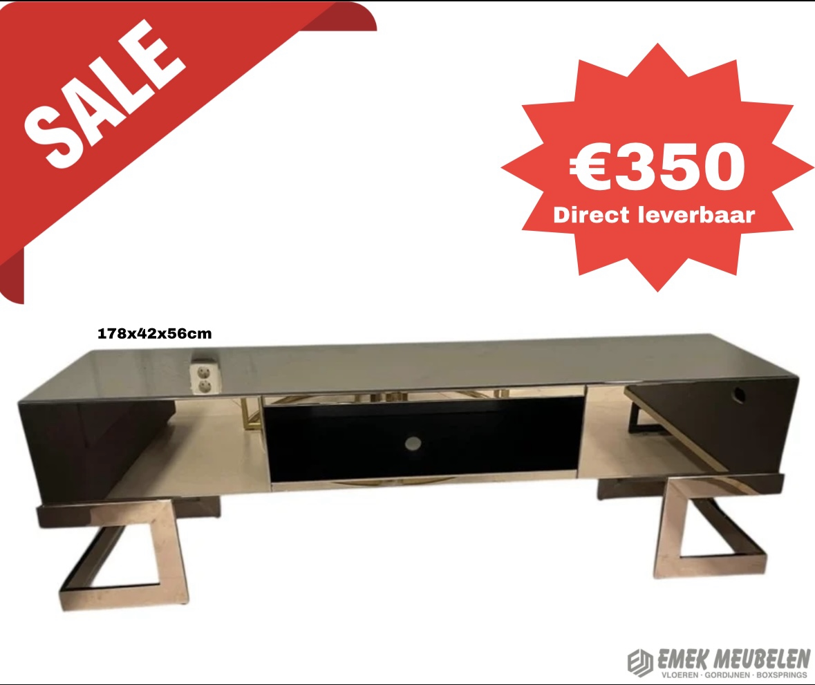 Tv-kast spiegel glas 178x42x56